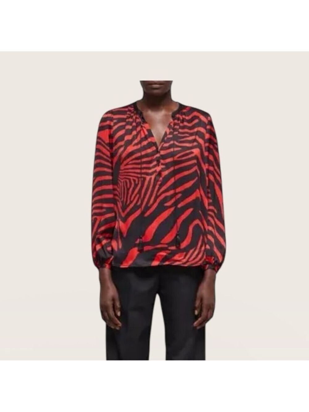 The Kooples Red and Black Zebra Print Top